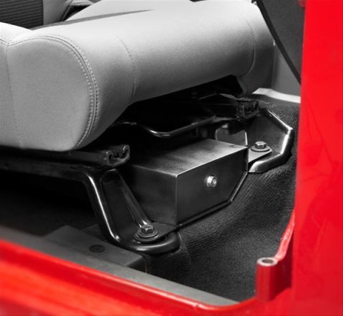 Bestop Underseat Locking Storage Boxes for 2007-2018 WRANGLER, 2018 WRANGLER JK - 4264201 Box, Under Passenger Seat Location, Locking, Steel, Black Powdercoated, Jeep, Each