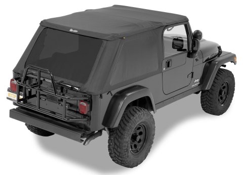 Bestop Trektop Slantback Soft Tops 5682135 Top, Polymer Cloth, Black Diamond, Tinted Windows, Jeep, 2-door, Each