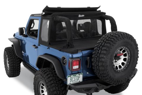 Bestop Halftops for 2018-2024 WRANGLER - 5390335 Soft Tops, Halftop Soft Top '18-22 Wrangler JL 2-Door (Black Diamond)