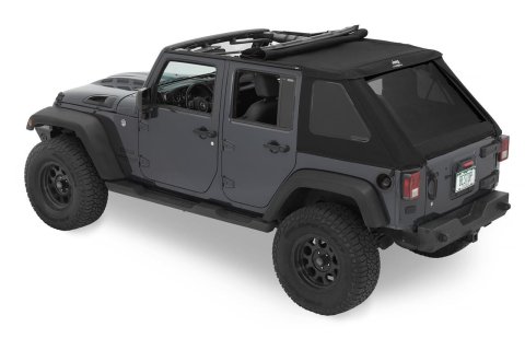 Bestop Trektop Slantback Soft Tops for 2007-2017 WRANGLER, 2018 WRANGLER JK - 56453-17 Top, Slantback, Twill, Black Twill, Tinted Windows, Jeep, 4-Door, Each