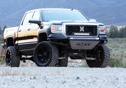 N-FAB Full Replacement R.S.P. Front Bumpers for 2014-2015 SILVERADO 1500 - C141LRSP-TX Bumper, R.S.P., Front, Tube Style, Steel, Black Texture Powdercoated, Chevy, Each