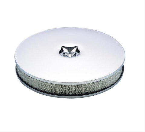 Mr. Gasket Low Rider Air Cleaners 4338 Filter Assembly, Low-Profile, 14 in. Diameter, Round, Steel, Chrome, 2 in. Filter Height, Each
