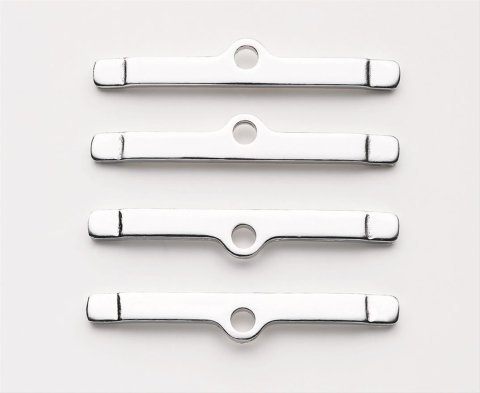 Mr. Gasket Valve Cover Clamps 9817 Hold-Down Tabs, Cover, Steel, Chrome Plated, Long, Universal, Set of 4