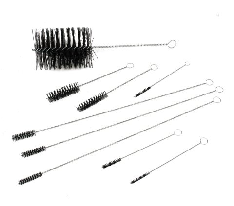 Mr. Gasket Engine Cleaning Brush Kits 5192 Brushes, Nylon Bristles, Twisted Steel Handles, 9 Assorted Sizes, Set of 9