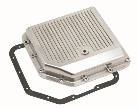 Mr. Gasket Automatic Transmission Oil Pans 9791G Pan, Stock Capacity, Aluminum, Polished, Finned, Chevy, TH350, Each