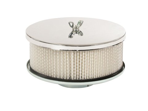 Mr. Gasket Easy-Flow Air Cleaners 1490 Filter Assembly, Easy Flow, 6 1/2 in. Diameter, Round, Steel, Chrome, 2 7/16 in. Filter Height, Each