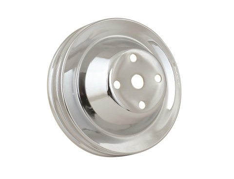 Mr. Gasket Chrome Water Pump Pulleys 4975 Pulley, V-Belt, 2-Groove, Steel, Chrome, Chevy, Small Block, Long Pump, Each
