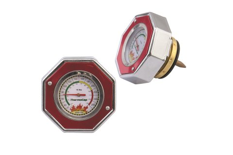 Mr. Gasket Thermocap Radiator Caps 2471R Cap/Gauge, Thermocap, Aluminum, Red Anodized, Plain, 16 psi, 30-270 Degrees F, Each