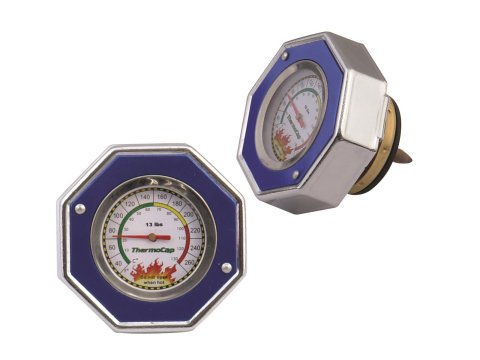 Mr. Gasket Thermocap Radiator Caps 2470B Cap/Gauge, Thermocap, Aluminum, Blue Anodized, Plain, 13 psi, 30-270 Degrees F, Each