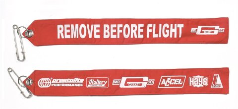Mr. Gasket Parachute Flags 6001 Warning Flag, "Remove Before Flight", Red, 2 in. x 16 in., Each