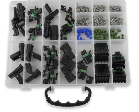 Mr. Gasket 232-Piece Weatherproof Connector Kits 40010G Kit, Weatherpack Connectors, Assortment of 4-Pin, 3-Pin, 2-Pin, 1-Pin, Kit