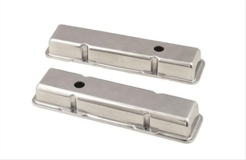 Mr. Gasket Diecast Aluminum Valve Covers 6850 Covers, Stock Height, Cast Aluminum, Polished, Plain, Chevy, Small Block, Pair