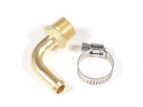 Mr. Gasket Low-Loss Fuel Fittings 2966 Fitting, Adapter, NPT to Hose Barb, 90 Degree, Brass, Natural, 3/8 in. NPT, 3/8 in. Hose Barb, Each