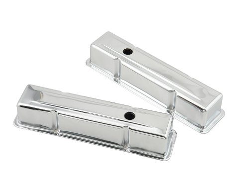 Mr. Gasket Chrome Valve Covers 9801 Covers, Tall, Steel, Chrome, Plain, Chevy, Small Block, Pair