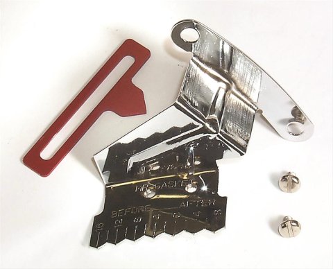 Mr. Gasket Timing Tabs 4598 Pointer, Steel, Chrome/Red, 8 in. Balancer, Chevy, Small Block, Each