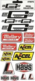 Mr. Gasket Assorted Performance People Decals 7007G Decals, Vinyl, Co., Mallory Ignition, Accel, Lakewood Industries, Hays, Each