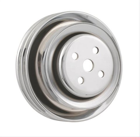 Mr. Gasket Chrome Water Pump Pulleys 8829 Pulley, V-belt Style, 3-groove, Steel, Chrome, 5.900 in. O.D., Ford, Each