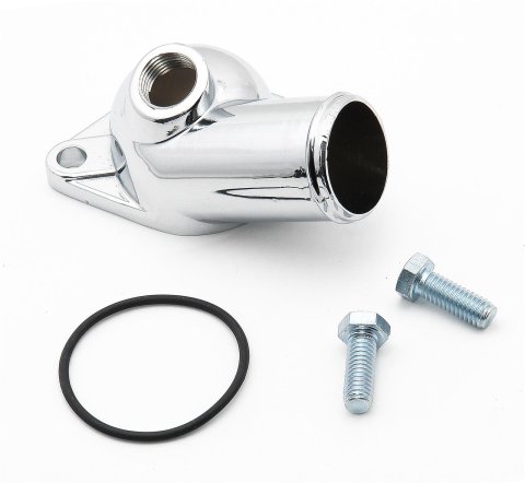 Mr. Gasket Water Necks 2557 Neck, Chrome Plated, 15 Degree, Chevy, Big/Small Block, Each