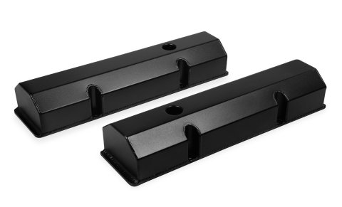Mr. Gasket Aluminum Valve Covers 6818BG Covers, Perimeter Bolt Mounting, Fabricated Aluminum, Black Powdercoated, Chevy, Small Block, Pair