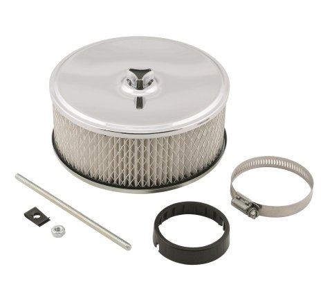 Mr. Gasket Deep-Dish Air Cleaners 4350MRG Filter Assembly, Deep-Dish, 6 1/2 in. Diameter, Round, Steel, Zinc/Chrome, 2 7/16 in. Filter Height, Each