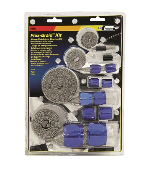 Mr. Gasket Flex-Braid Hose Sleeving Kits 8091 Sleeve, Sleeving, Blue, Kit