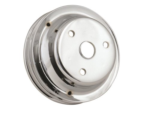 Mr. Gasket Chrome Plated Crank Pulleys 4977 Crankshaft Pulley, V-Belt, 2-Groove, Steel, Chrome, Chevy, Small Block, Long Pump, Each