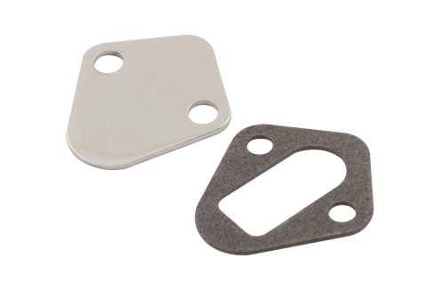 Mr. Gasket Chrome Fuel Pump Block-Off Plates 1516 Plate, Steel, Plated, Chevy, Chrysler, Ford, Dodge, Plymouth, Each