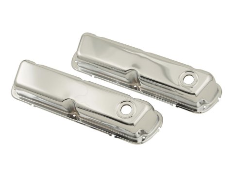 Mr. Gasket Chrome Valve Covers 9804 Covers, Stock Height, Steel, Chrome, Plain, Ford, Small Block, Pair