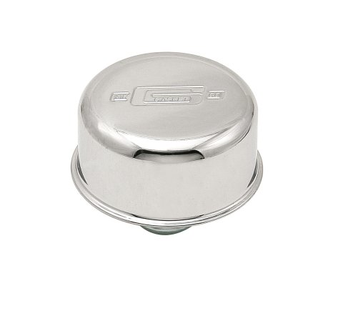 Mr. Gasket Chrome Valve Cover Breathers 2068 Breather, Push-In, Round, Steel, Chrome, Logo, Each