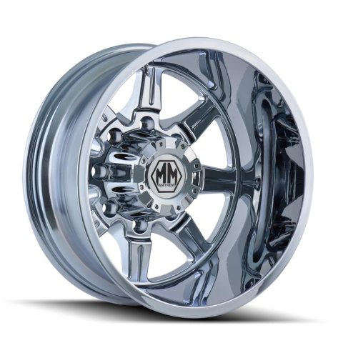 Mayhem Monstir 8101 Series Chrome Dually Wheels 17x6.5 Wheel, 8101, 17 in. x 6.5 in., Aluminum, Chrome, Chrome, -1.76 in. Backspace, 5.13 in. Center Bore, -140.00mm, 8 x 6.50 in., Each