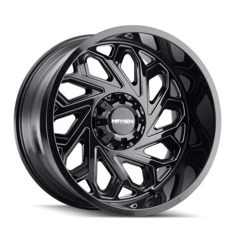 Mayhem Essex 8112 Gloss Black Wheels with Milled Accents 20x9 MAYHEM ESSEX GLOSS BLACK/MILLED SPOKES 20X9 6-135/6-139.7 0MM 106MM
