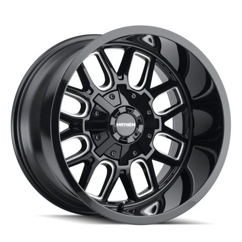Mayhem Cogent 8107 Gloss Black Wheels with Milled Accent 20x10 MAYHEM COGENT GLOSS BLACK/MILLED SPOKES 20X10 8-165.1/8-170 -19MM 130.8MM