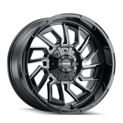 Mayhem Flywheel 8111 Gloss Black Wheels with Milled Accents 20x9 MAYHEM FLYWHEEL GLOSS BLACK/MILLED SPOKES 20X9 8-165.1 18MM 125.2MM
