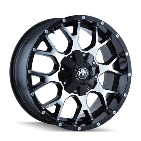Mayhem Warrior 8015 Series Gloss Black Wheels with Machined Face 20x9 Wheel, 8015, 20 in. x 9 in., Aluminum, Gloss, Machined, Black, 5.71 in. Backspace, 4.93 in. Center Bore, +18.00mm, 8 x 170mm, Each