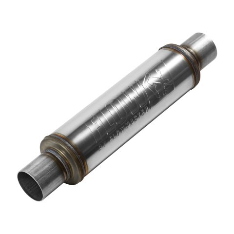 Flowmaster FlowFX 409 Stainless Steel 2.5 Inch Muffler 71416 Muffler, Series, in. Inlet/2.5 in. Outlet, Steel, Natural, Round Body, Each