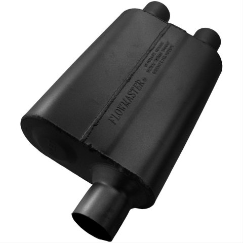 Flowmaster 40 Series Delta Flow Steel 2.5 Inch Muffler 9425432 Muffler, Series, 2 1/2 in. Inlet/Dual 2 1/4 in. Outlet, Steel, Black, Each