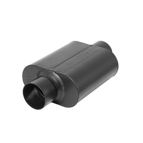 Flowmaster Delta Force 40 Series Race 409 Stainless Steel 3 Inch Muffler 8430408 Muffler, Race, Oval, Stainless, Black in. Center Inlet/Outlet, 9 in. Case Length