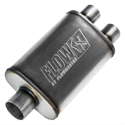 Flowmaster FlowFX 409 Stainless Steel 3 Inch Muffler 72198 Muffler, Series, in. Inlet/2.5 in. Outlets, Steel, Natural, Each