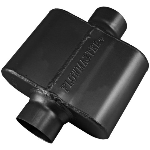 Flowmaster Delta Force 10 Series Steel 2.5 Inch Muffler 325108 Muffler, One Chamber, 2 1/2 in. Inlet/2 1/2 in. Outlet, Steel, Black, Each