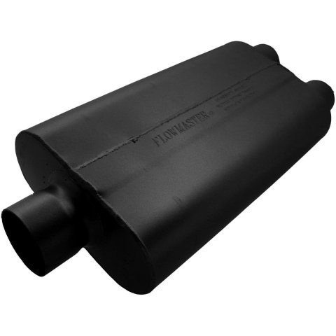 Flowmaster 50 Series Delta Flow Steel 3 Inch Muffler 9430502 Muffler, Series, in. Inlet/Dual 2 1/2 in. Outlet, Steel, Black, Each