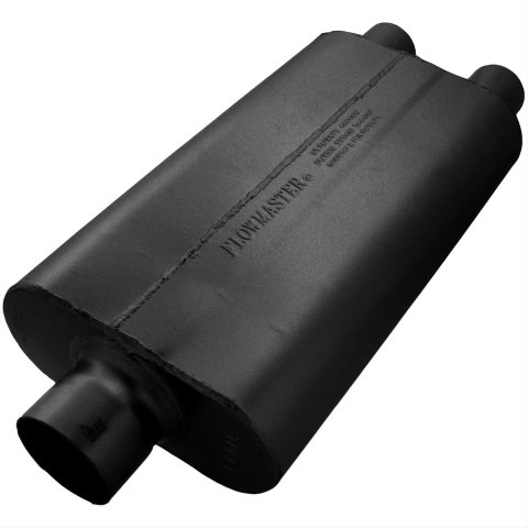 Flowmaster 50 Series Delta Flow Steel 3 Inch Muffler 9430522 Muffler, Series, in. Inlet/Dual 2 1/4 in. Outlet, Steel, Black, Each
