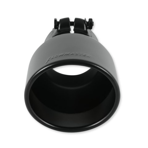 Flowmaster Round, Black 3 Inch Exhaust Tip 15407B Tip, Clamp-On, 304 Stainless Steel, Ceramic Coated, 3.00 in. Inlet, 4.50 in. Outlet, 7.00 in. Length, Universal, Each