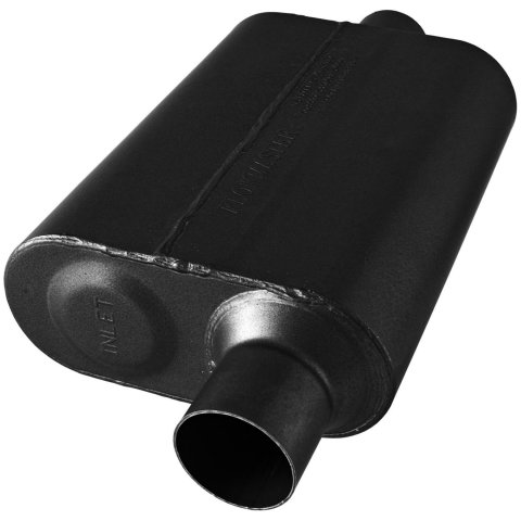 Flowmaster Stainless Steel 40 Series 409 2.5 Inch Muffler 8042541 Muffler, Series, 2 1/2 in. Inlet/2 1/2 in. Outlet, Steel, Black, Each
