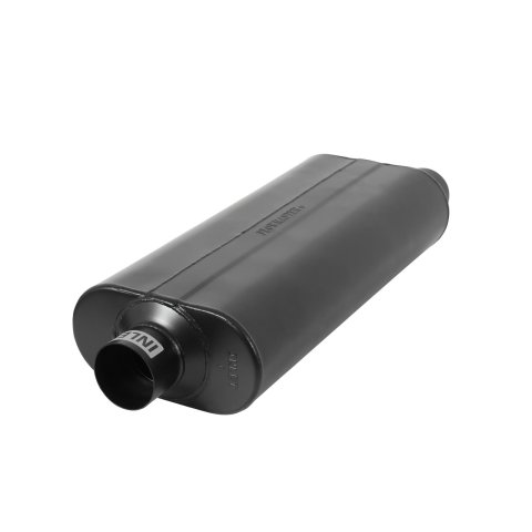 Flowmaster 70 Series Big Block II 409 Stainless Steel 3 Inch Muffler 853072 Muffler, II, Oval, Stainless, in. Center Inlet, in. Offset Outlet, 22 in. Case Length