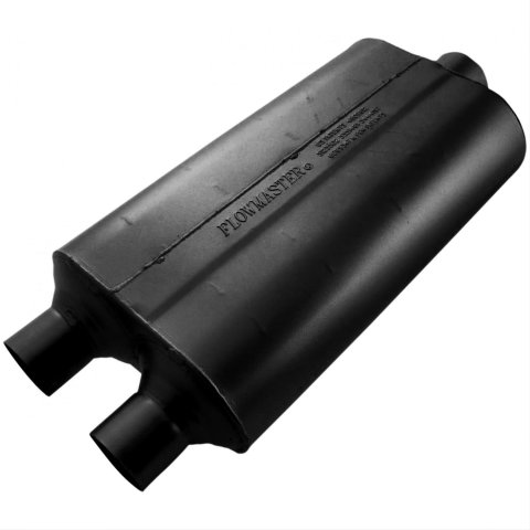 Flowmaster Super 50 Series Performance Steel 2.25 Inch Muffler 524553 Muffler, Series, Dual 2 1/4 in. Inlet/ 3 in. Outlet, Steel, Black, Aluminized, Each