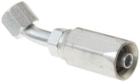 PSC Field Serviceable Fittings HA7-645 Fitting, Hose End, Serviceable, -6 AN to 9/16-18 in. Female Thread, 45 Degree, Steel, Zinc Chromate Finish, Each