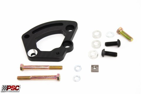 PSC Power Steering Brackets MB06K Bracket, GM Type 2, Driver Side, Cylinder Head Mount, Aluminum, Black, Chevy, Small Block, Kit