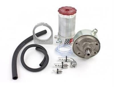 PSC Power Steering Pumps PK1405X-8-12 Pump Kit, Remote-Fed, With Remote Reservoir, 1962 to 2013 GM with Factory P Pump, -8 AN Male Outlet, -12 AN Feed, Brushed Aluminum, Kit