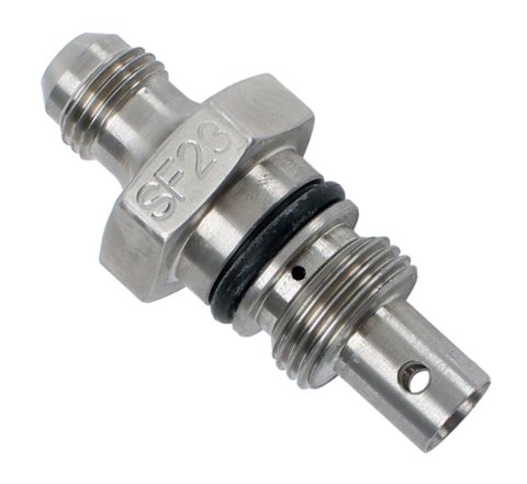 PSC Flow Control Valves SF23 Valve, 16mm x 1.5 O-ring to -6 AN, steel, Gold Iridited, P-Series, 0.160 in. Orifice, Each