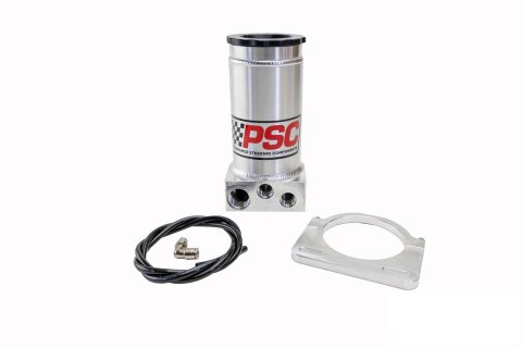 PSC Power Steering Reservoirs SR148H-6-12 Reservoirs, Remote, Hydroboost, Aluminum, Brushed Finish, 8.75 in. Height.-12 An, Inlet, Two -6 An 45 Return,Fittings, Hardware,Each